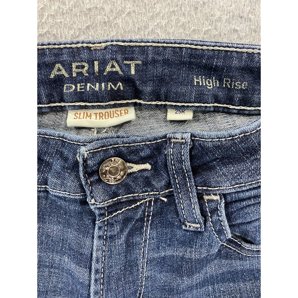 Ariat Denim High Rise Slim Trousers Women's 25R (24x32) Western Bootcut Jeans - Picture 6 of 11